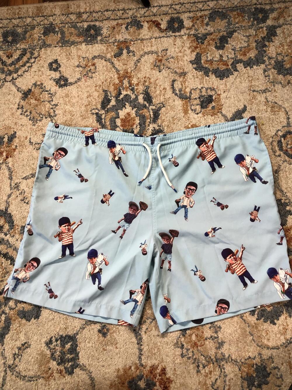 RSVLTS Shorts Mens XL Blue The Sandlot Swim Trunks Lined Baseball Movie Graphic